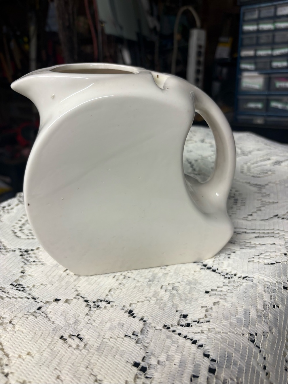 White Ceramic Pitcher - Home Art